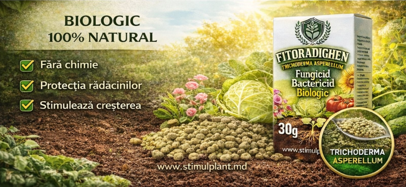 Banner FITORADIGHEN cu avantajele principale ale produsului